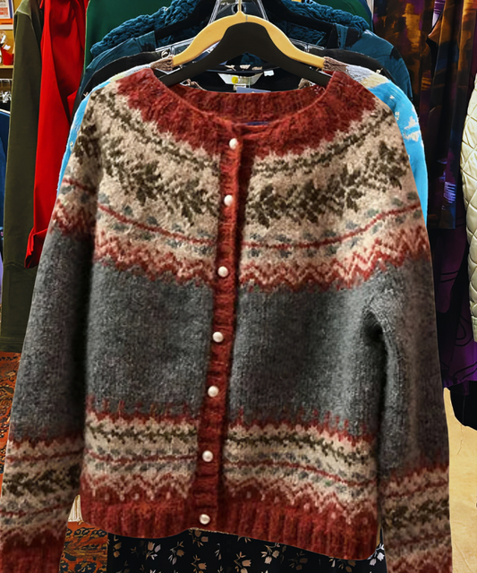Sweter z Domieszką Wełny - Klasyczny Wzór & Ściągaczowe Krawędzie